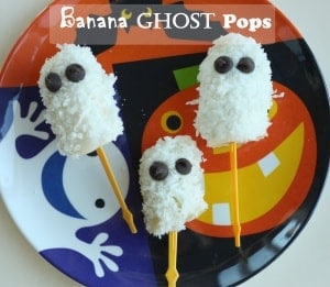 Banana Ghost Pops Recipe. I've been waiting desperately to post these.. The kids love making them, and I accidentally eat them all.